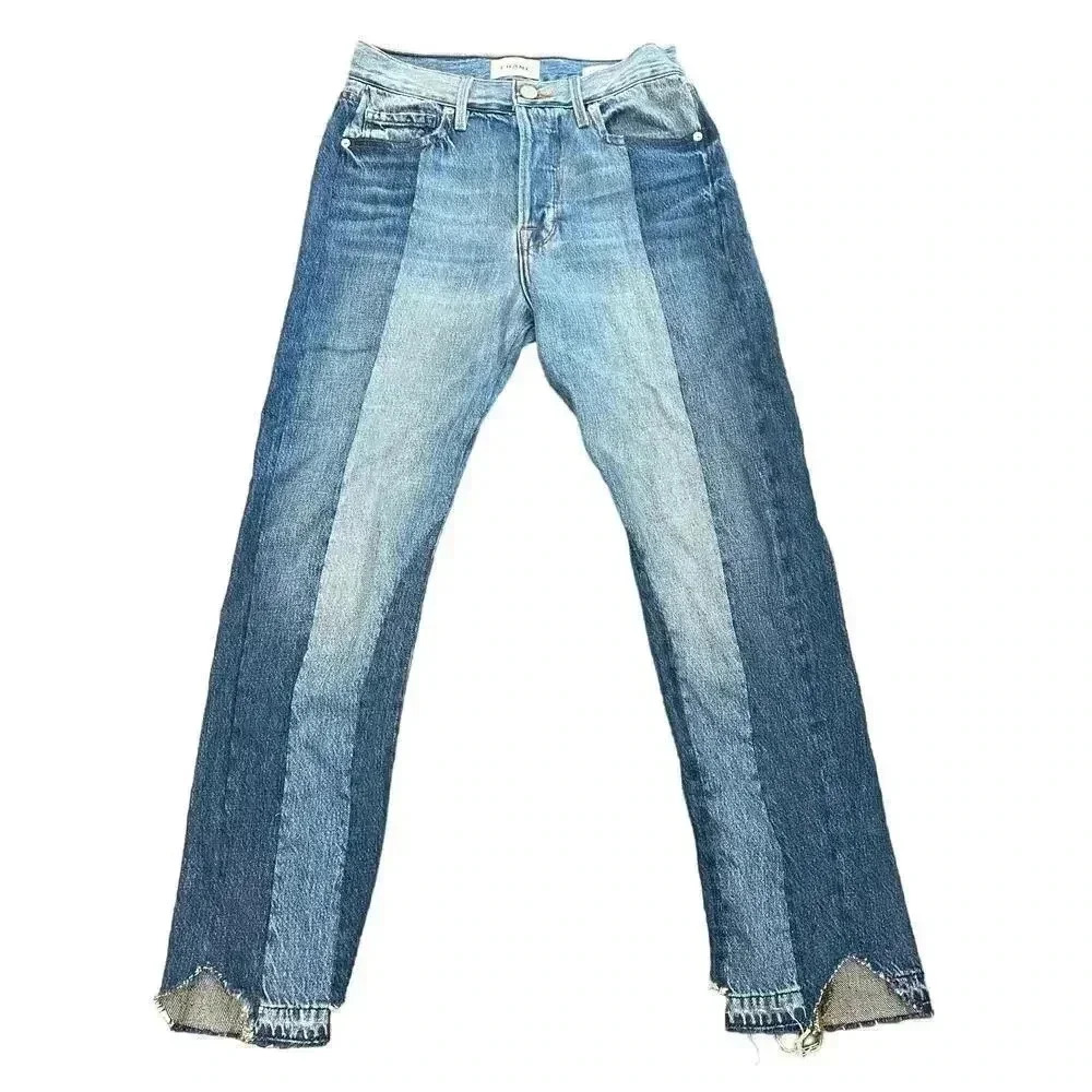 Frame Women's Blue Nouveau Le Mix Cropped Jeans Size 24 NEW